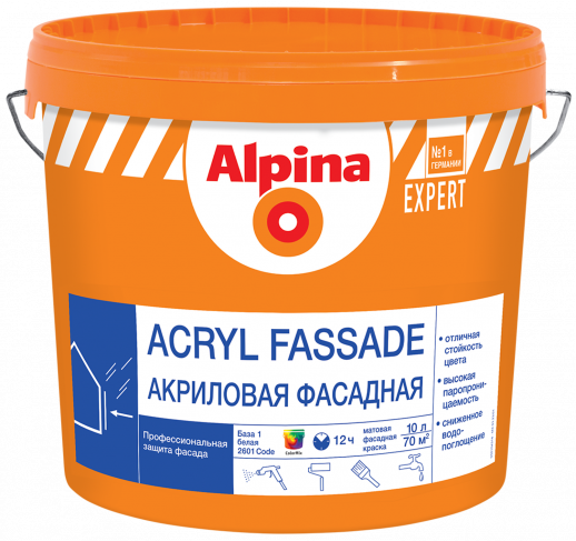 Краска водно-дисперсионная для наружных работ Alpina EXPERT Acryl Fassade / Акрил Фасад