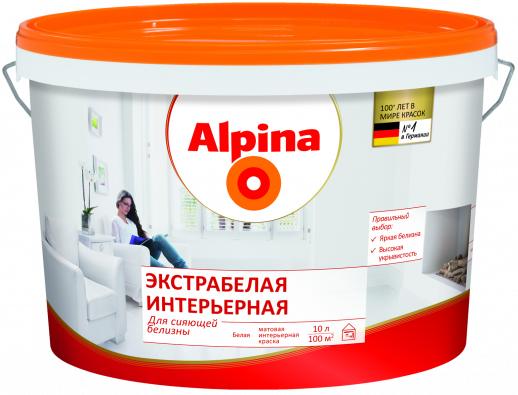 Краска водно-дисперсионная для внутренних работ Alpina Экстрабелая интерьерная