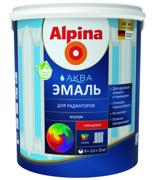 Эмаль акриловая Alpina Аква Эмаль для радиаторов колерумая
