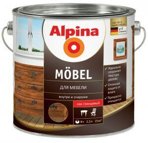 Лак алкидный Alpina Mobel SM / Для мебели шелковисто-матовый не колеруемый