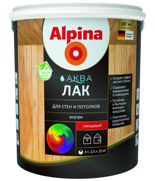 Лак акриловый Alpina Аква Лак для стен и потолков
