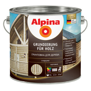Лессирующий антисептик Alpina Aqua Grundierung fuer Holz / Аква грунт для дерева