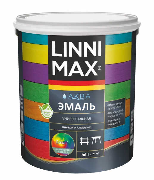 Эмаль акриловая LINNIMAX Аква Эмаль универсальная 1