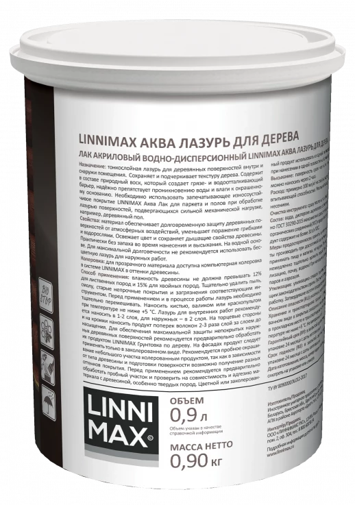 Лессирующий антисептик LINNIMAX Аква Лазурь для дерева 1