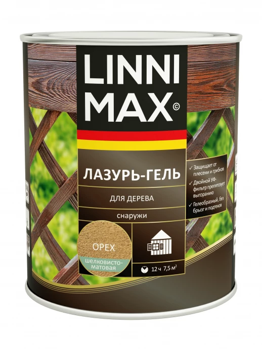 Лессирующий антисептик LINNIMAX Лазурь-гель для дерева 1