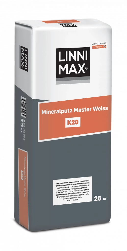 Декоративный штукатурный состав LINNIMAX Mineralputz Master Weiss 1