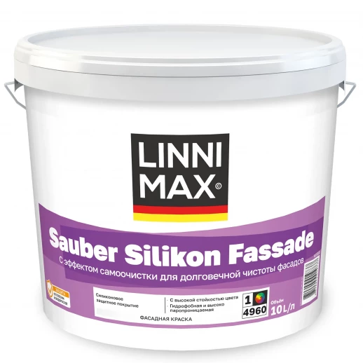 Краска водно-дисперсионная для наружных работ LINNIMAX Sauber Silikon Fassade 